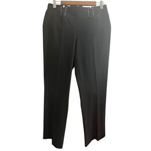 Nine West Black Lace Up Silver Hardware Grommet Style Waist Trousers Size 4